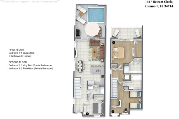 3 Bedrooms/ 3 Bathrooms/ The Retreat (1517RC)
